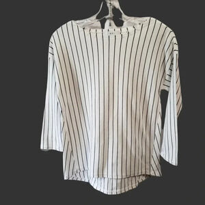 Nei women long sleeve blouse white with stripe size xs